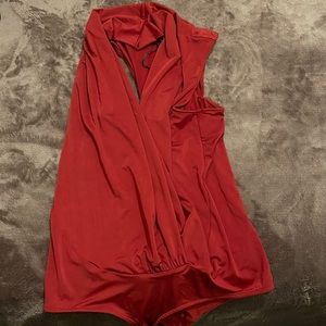 Red low cut bodysuit